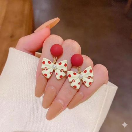 Cherry Bow Dangles ~ Korean style