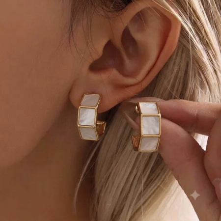 Ivory curve hoops ~ anti tarnish